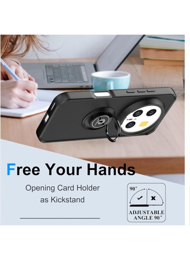 جراب لهاتف Honor Magic 8 Pro، مزود بحلقة معدنية دوارة، وحامل مدمج، وحامل مغناطيسي للسيارة، ومقاوم للصدمات وبصمات الأصابع. - Image 5